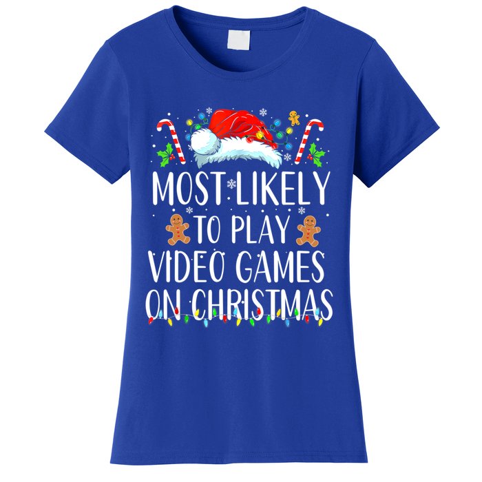 Most Likely To Play Video Games On Christmas Family Matching Gift Women's T-Shirt