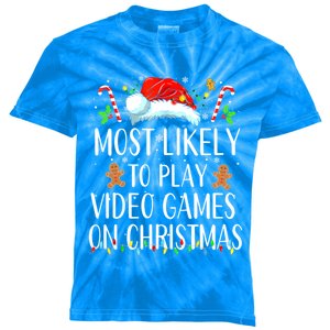 Most Likely To Play Video Games On Christmas Family Matching Gift Kids Tie-Dye T-Shirt