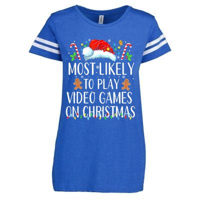 Most Likely To Play Video Games On Christmas Family Matching Gift Enza Ladies Jersey Football T-Shirt