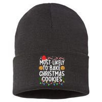 Most Likely To Bake Christmas Cookies Family Christmas Baker Sustainable Knit Beanie