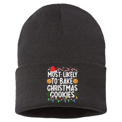 Most Likely To Bake Christmas Cookies Family Christmas Baker Sustainable Knit Beanie