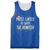 Most Likely To Shoot The Reindeer Family Matching Christmas Mesh Reversible Basketball Jersey Tank