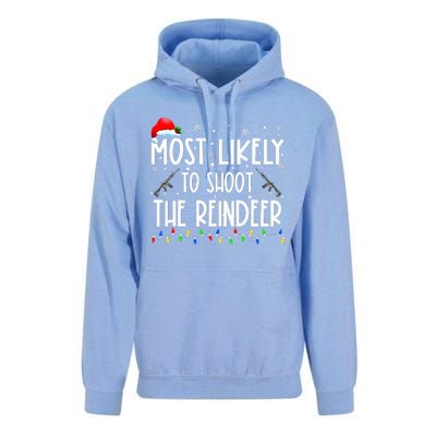 Most Likely To Shoot The Reindeer Family Matching Christmas Unisex Surf Hoodie