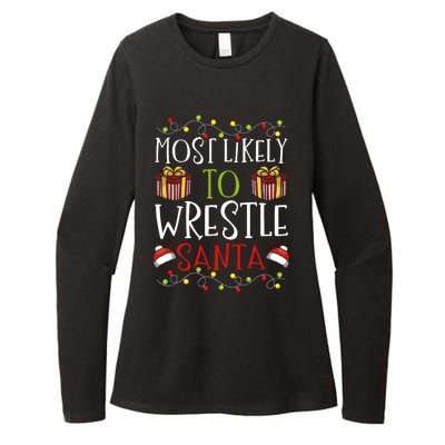 Most Likely To Wrestle Santa Christmas Wrestling Sports Womens CVC Long Sleeve Shirt