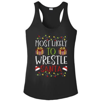 Most Likely To Wrestle Santa Christmas Wrestling Sports Ladies PosiCharge Competitor Racerback Tank