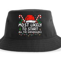 Most Likely To Start All The Shenanigans Family Xmas Holiday Sustainable Bucket Hat