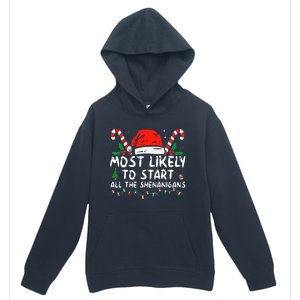 Most Likely To Start All The Shenanigans Family Xmas Holiday Urban Pullover Hoodie