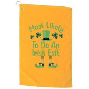 Most Likely To Do An Irish Exit Retro St Patricks Day Platinum Collection Golf Towel