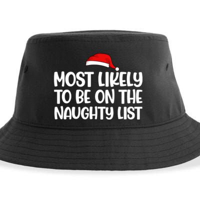 Most Likely To Be On The Naught List Funny Christmas Sustainable Bucket Hat