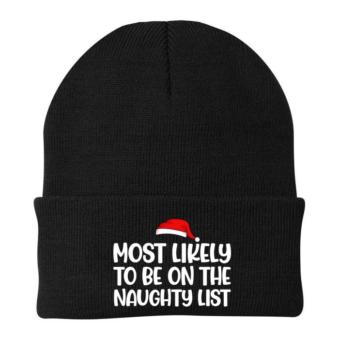 Most Likely To Be On The Naught List Funny Christmas Beanie