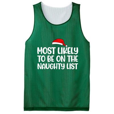 Most Likely To Be On The Naught List Funny Christmas Mesh Reversible Basketball Jersey Tank