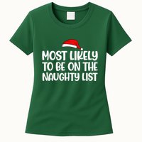 Most Likely To Be On The Naught List Funny Christmas Womens T-Shirt