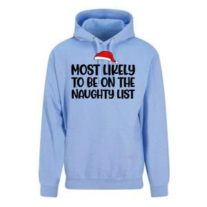 Most Likely To Be On The Naught List Funny Christmas Unisex Surf Hoodie