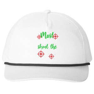 Most Likely To Shoot The Reindeer Funny Holiday Christmas Snapback Five-Panel Rope Hat