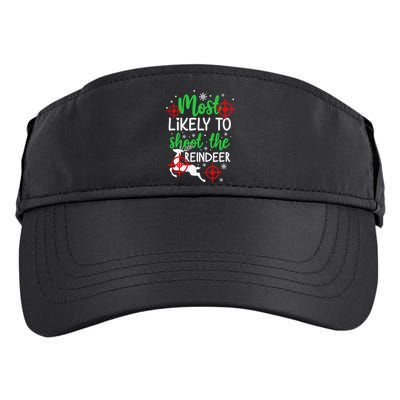 Most Likely To Shoot The Reindeer Funny Holiday Christmas Adult Drive Performance Visor