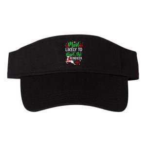 Most Likely To Shoot The Reindeer Funny Holiday Christmas Valucap Bio-Washed Visor