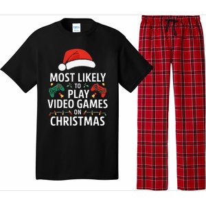 Most Likely To Play Video Games On Christmas Funny Gamer Pajama Set