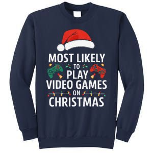 Most Likely To Play Video Games On Christmas Funny Gamer Sweatshirt