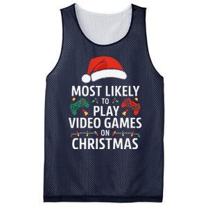 Most Likely To Play Video Games On Christmas Funny Gamer Mesh Reversible Basketball Jersey Tank