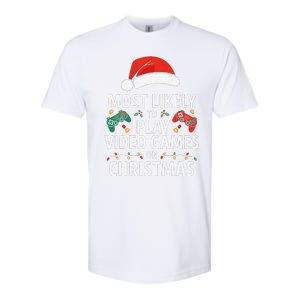 Most Likely To Play Video Games On Christmas Funny Gamer Softstyle CVC T-Shirt