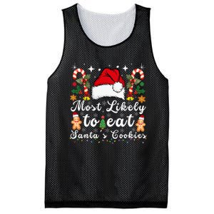 Most Likely To Eat Santa's Cookies xmas Matching Family  Mesh Reversible Basketball Jersey Tank