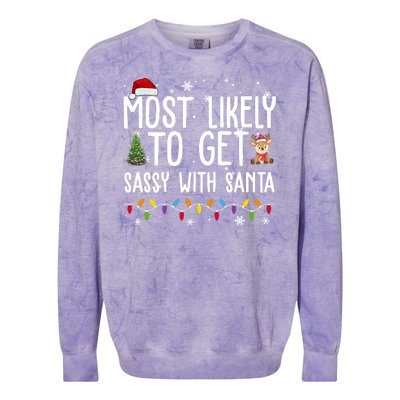 Most Likely To Get Sassy With Santa Funny Christmas Colorblast Crewneck Sweatshirt