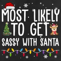 Most Likely To Get Sassy With Santa Funny Christmas Crop Fleece Hoodie