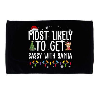 Most Likely To Get Sassy With Santa Funny Christmas Microfiber Hand Towel