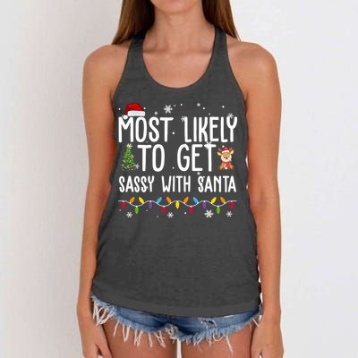Most Likely To Get Sassy With Santa Funny Christmas Women's Knotted Racerback Tank