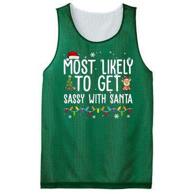 Most Likely To Get Sassy With Santa Funny Christmas Mesh Reversible Basketball Jersey Tank