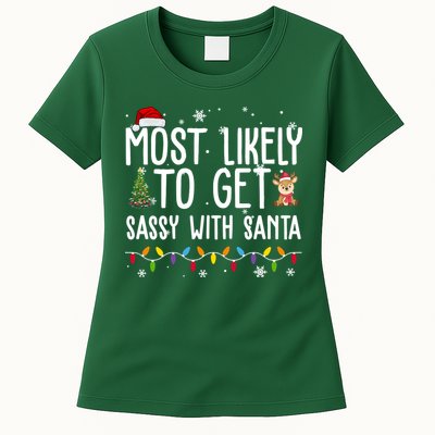Most Likely To Get Sassy With Santa Funny Christmas Womens T-Shirt