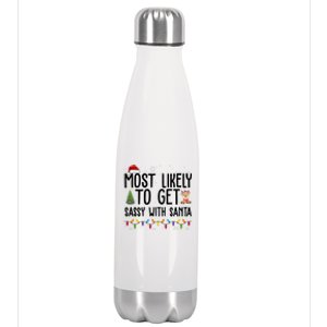 Most Likely To Get Sassy With Santa Funny Christmas Stainless Steel Insulated Water Bottle