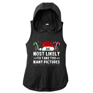 Most Likely To Take Too Y Pictures Family Christmas Gift Ladies PosiCharge Tri-Blend Wicking Draft Hoodie Tank