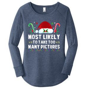 Most Likely To Take Too Y Pictures Family Christmas Gift Women's Perfect Tri Tunic Long Sleeve Shirt