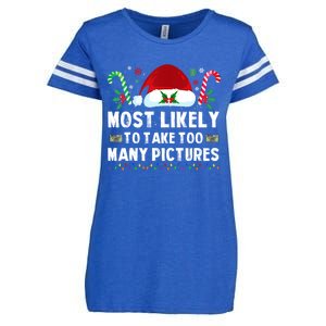 Most Likely To Take Too Y Pictures Family Christmas Gift Enza Ladies Jersey Football T-Shirt