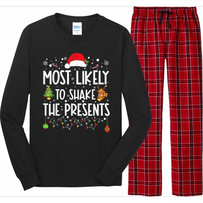 Most Likely To Shake The Presents Christmas Shirts For Family Long Sleeve Pajama Set