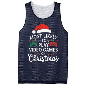 Most Likely To Play Video Games On Christmas Funny Gamer Mesh Reversible Basketball Jersey Tank