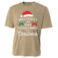 Most Likely To Play Video Games On Christmas Funny Gamer Cooling Performance Crew T-Shirt