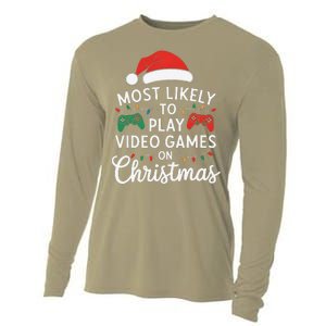 Most Likely To Play Video Games On Christmas Funny Gamer Cooling Performance Long Sleeve Crew