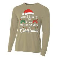 Most Likely To Play Video Games On Christmas Funny Gamer Cooling Performance Long Sleeve Crew