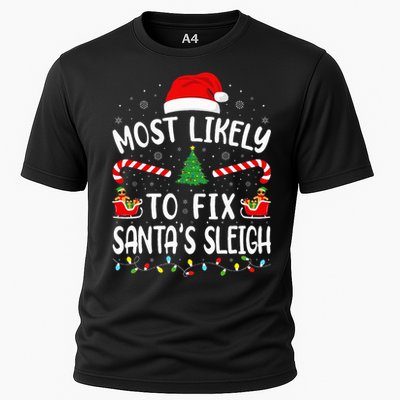 Most Likely To Fix Santa Sleigh Squad Family Joke Christmas Cooling Performance Crew T-Shirt