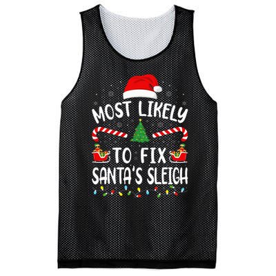 Most Likely To Fix Santa Sleigh Squad Family Joke Christmas Mesh Reversible Basketball Jersey Tank