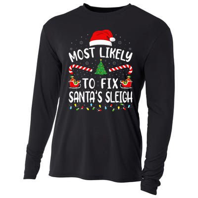 Most Likely To Fix Santa Sleigh Squad Family Joke Christmas Cooling Performance Long Sleeve Crew