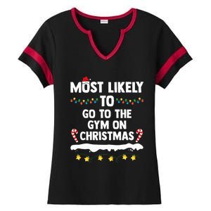 Most Likely To Go To The Gym On Christmas Family Matching  Ladies Halftime Notch Neck Tee