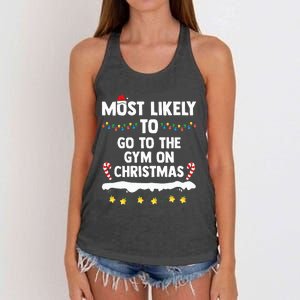 Most Likely To Go To The Gym On Christmas Family Matching  Women's Knotted Racerback Tank