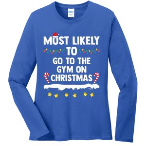 Most Likely To Go To The Gym On Christmas Family Matching  Ladies Long Sleeve Shirt