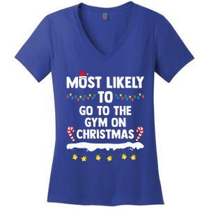 Most Likely To Go To The Gym On Christmas Family Matching  Women's V-Neck T-Shirt