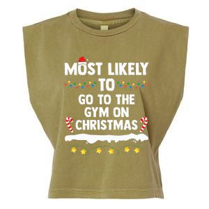 Most Likely To Go To The Gym On Christmas Family Matching  Garment-Dyed Women's Muscle Tee