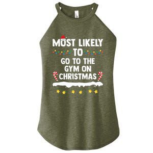 Most Likely To Go To The Gym On Christmas Family Matching  Women's Perfect Tri Rocker Tank