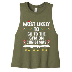 Most Likely To Go To The Gym On Christmas Family Matching  Women's Racerback Cropped Tank